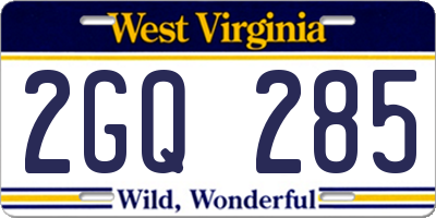 WV license plate 2GQ285