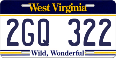 WV license plate 2GQ322