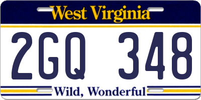 WV license plate 2GQ348