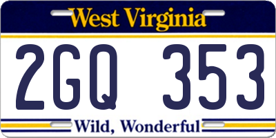 WV license plate 2GQ353