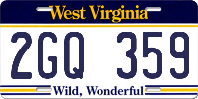 WV license plate 2GQ359
