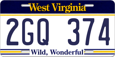 WV license plate 2GQ374