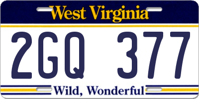 WV license plate 2GQ377