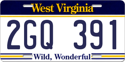 WV license plate 2GQ391