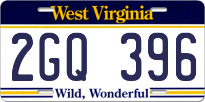 WV license plate 2GQ396
