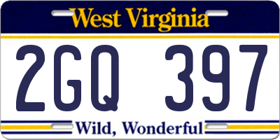 WV license plate 2GQ397