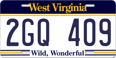 WV license plate 2GQ409