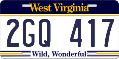 WV license plate 2GQ417