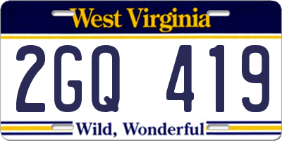 WV license plate 2GQ419