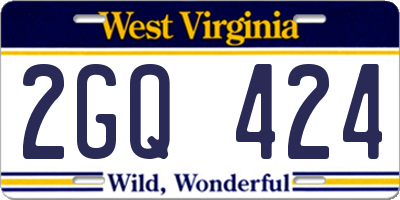 WV license plate 2GQ424