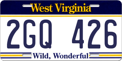WV license plate 2GQ426