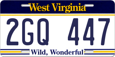 WV license plate 2GQ447