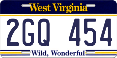 WV license plate 2GQ454