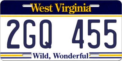 WV license plate 2GQ455