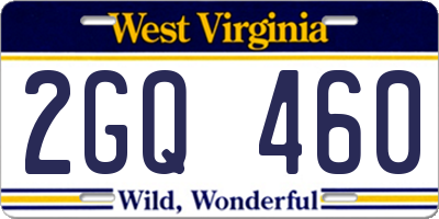 WV license plate 2GQ460