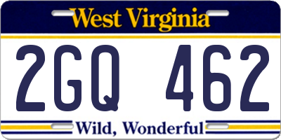WV license plate 2GQ462