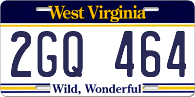 WV license plate 2GQ464