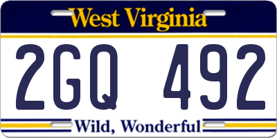 WV license plate 2GQ492