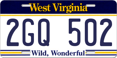WV license plate 2GQ502