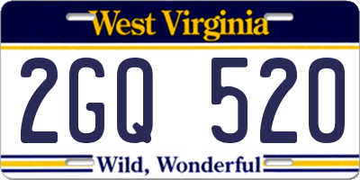WV license plate 2GQ520