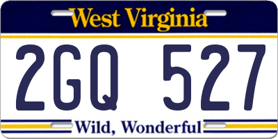 WV license plate 2GQ527