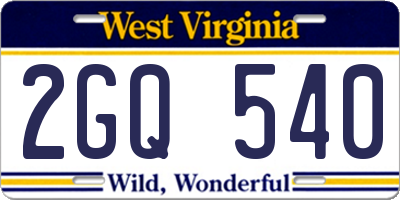 WV license plate 2GQ540