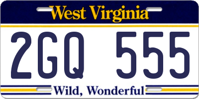 WV license plate 2GQ555