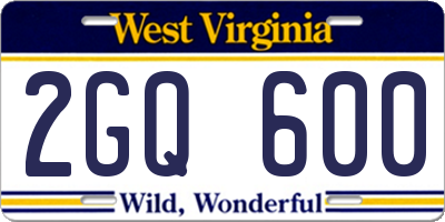 WV license plate 2GQ600