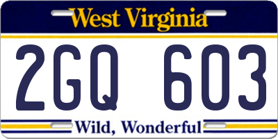 WV license plate 2GQ603