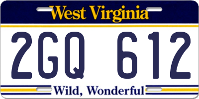 WV license plate 2GQ612