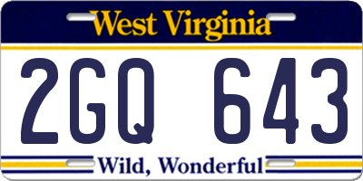 WV license plate 2GQ643