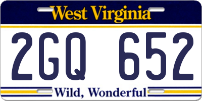 WV license plate 2GQ652