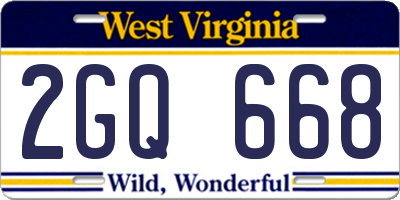 WV license plate 2GQ668