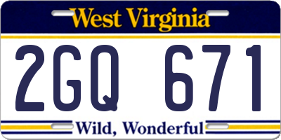 WV license plate 2GQ671
