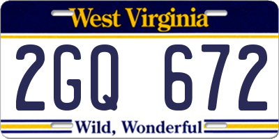 WV license plate 2GQ672