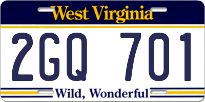 WV license plate 2GQ701