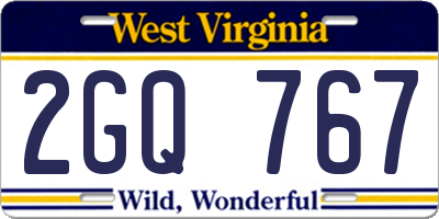 WV license plate 2GQ767