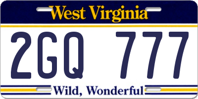 WV license plate 2GQ777