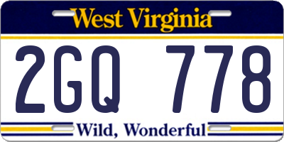 WV license plate 2GQ778