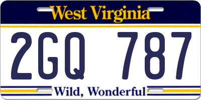 WV license plate 2GQ787