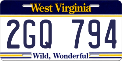 WV license plate 2GQ794
