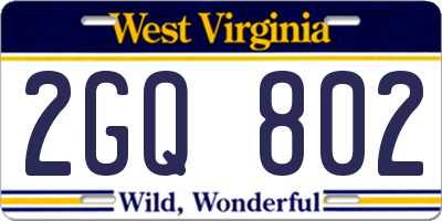WV license plate 2GQ802