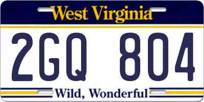 WV license plate 2GQ804