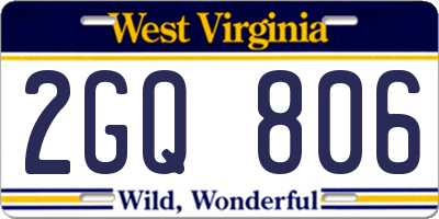 WV license plate 2GQ806