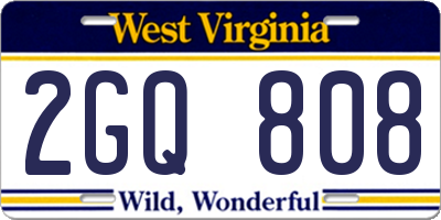 WV license plate 2GQ808
