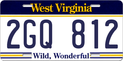 WV license plate 2GQ812