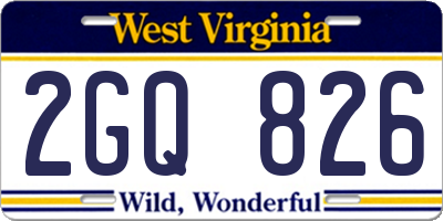 WV license plate 2GQ826