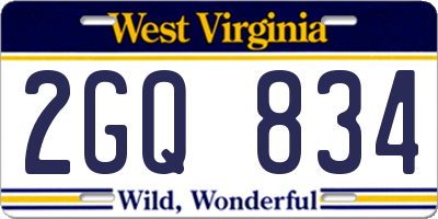 WV license plate 2GQ834