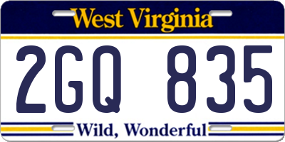 WV license plate 2GQ835