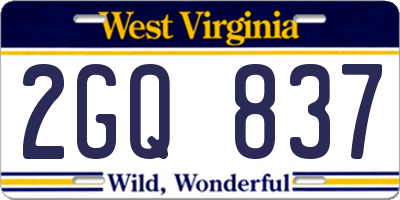 WV license plate 2GQ837